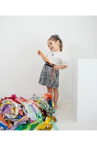 MON ICONE Kız Çocuk Ince Kadife Dalmaçyalı Beli Lastikli Pileli Etek