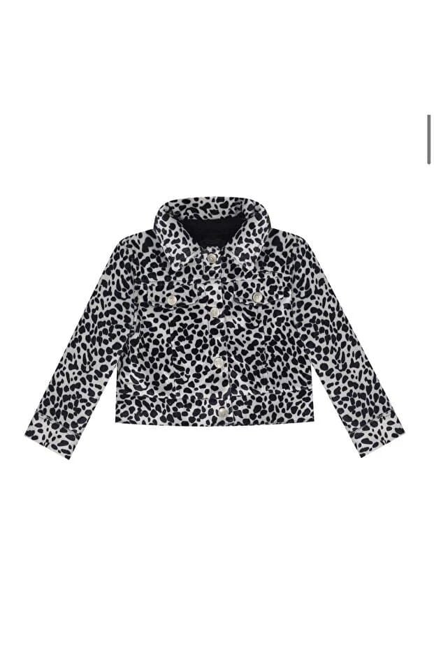 MON ICONE Kız Çocuk Ince Kadife Siyah Beyaz Astarlı Çıtçıtlı Blazer Ceket