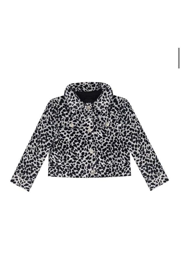 MON ICONE Kız Çocuk Ince Kadife Siyah Beyaz Astarlı Çıtçıtlı Blazer Ceket